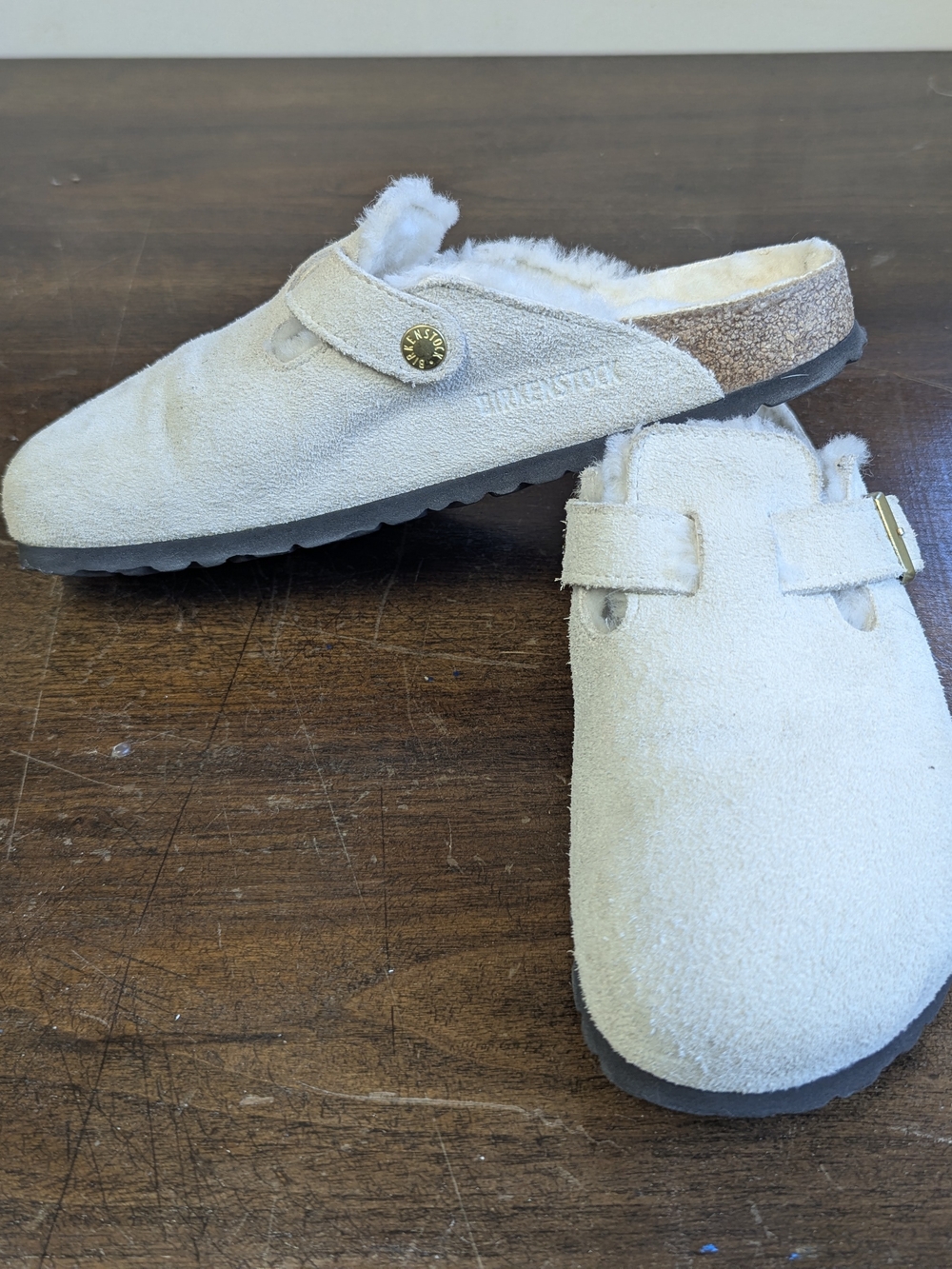 Birkenstock Shearling-Lined Suede Clog OffWhite EU 40 women's 9-9.5 men's 7-7.5